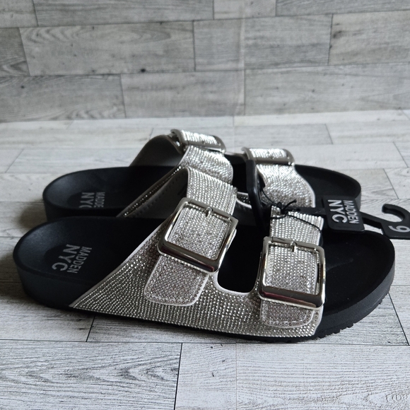 Madden NYC Embellished Bling Footbed Slip On Sandals - Picture 3 of 5